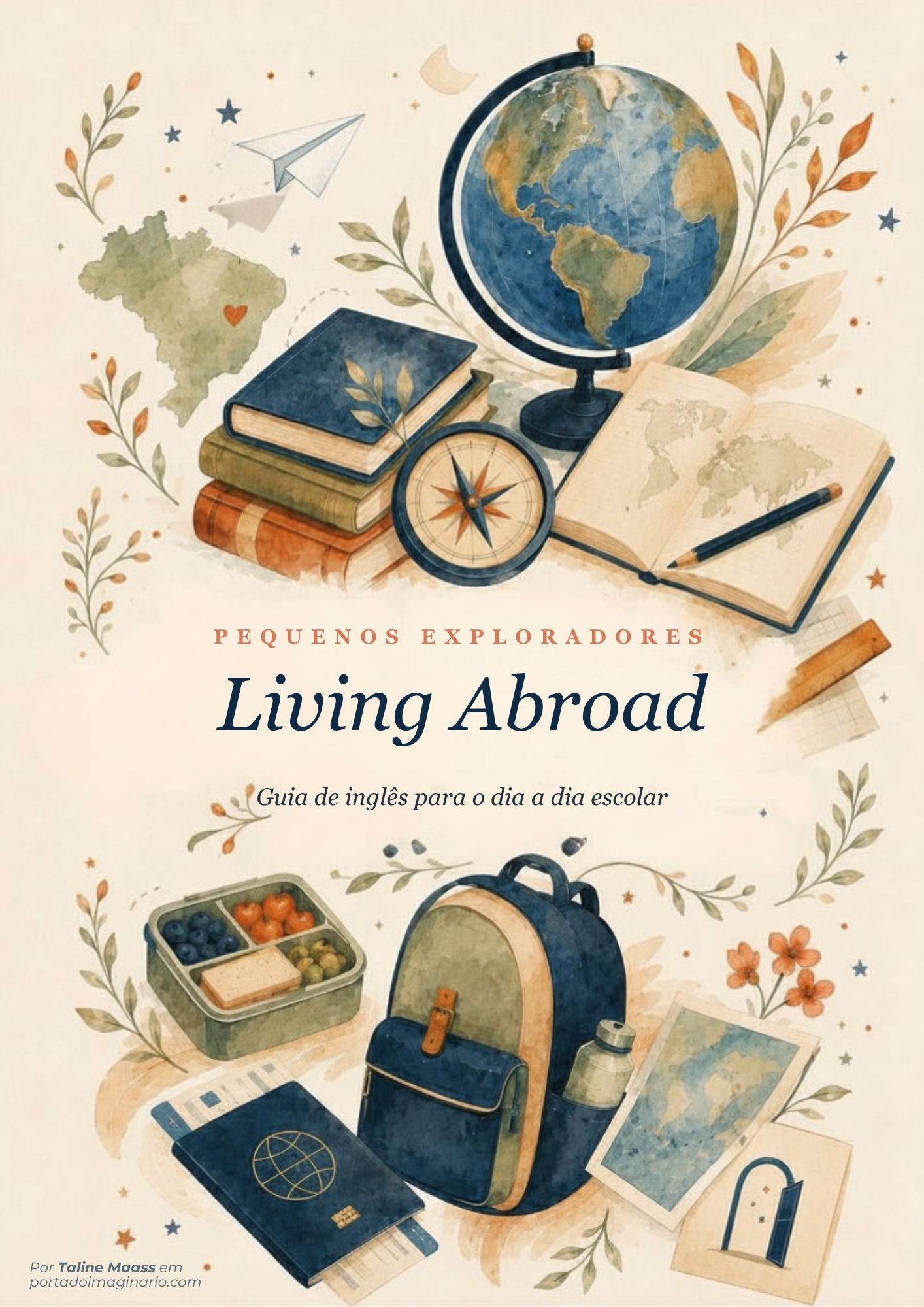 Capa do guia Pequenos Exploradores — Living Abroad: Guia de inglês para o dia a dia escolar